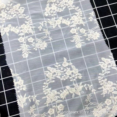 30D Woven Lace Tulle Chiffon Embroidery Fabric